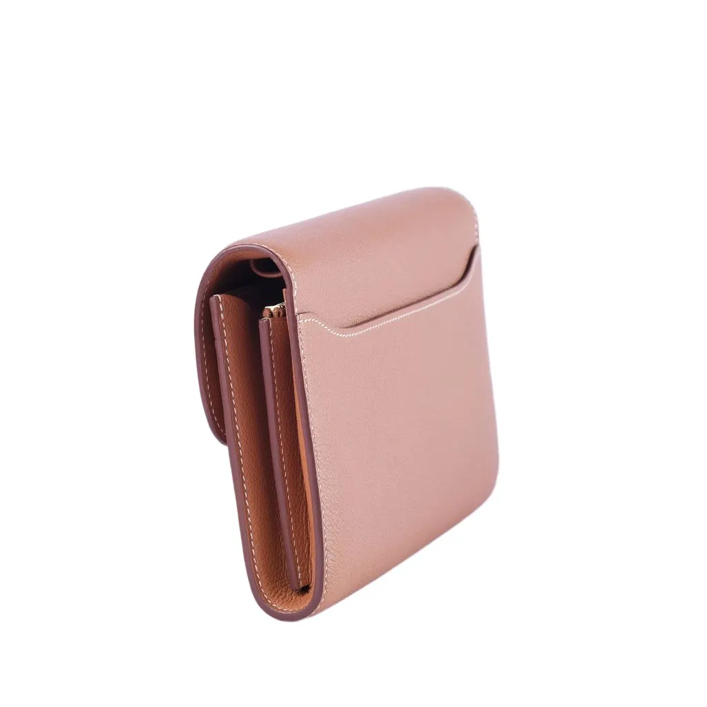 Hermès Constance To Go Wallet in Gold Epsom Leather with Gold Hardware - '20s MultiColor Leather Good - Inside View