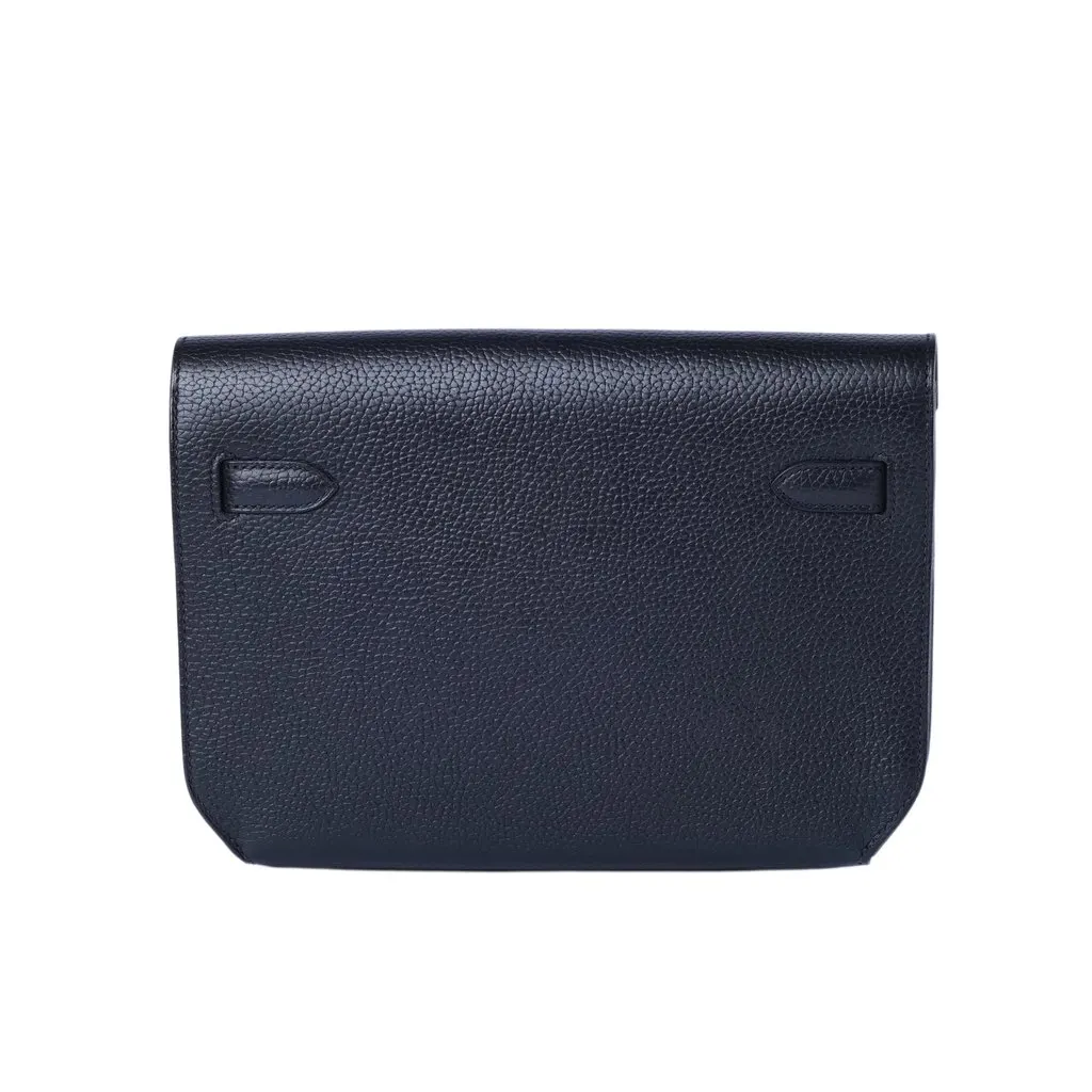 Hermès Kelly Dépêches 25 Noir Galop d’Hermès Palladium Hardware - '20s Black Leather Good - Model View