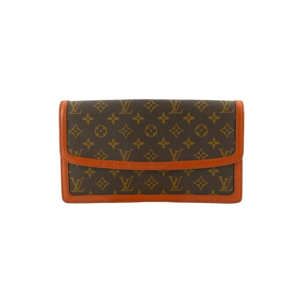Louis Vuitton Clutch Bag Vintage Pochette Dame Brown Canvas Good - Front View
