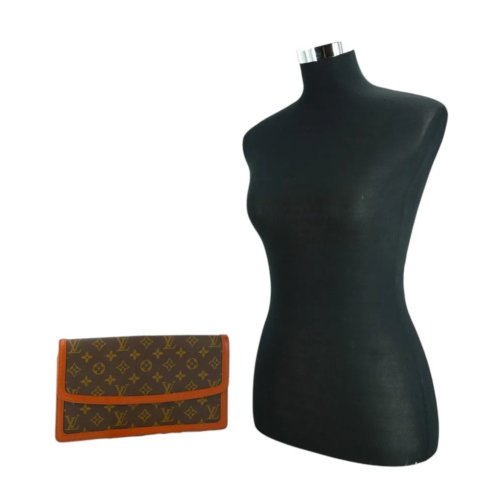 Louis Vuitton Clutch Bag Vintage Pochette Dame Brown Canvas Good - Back View
