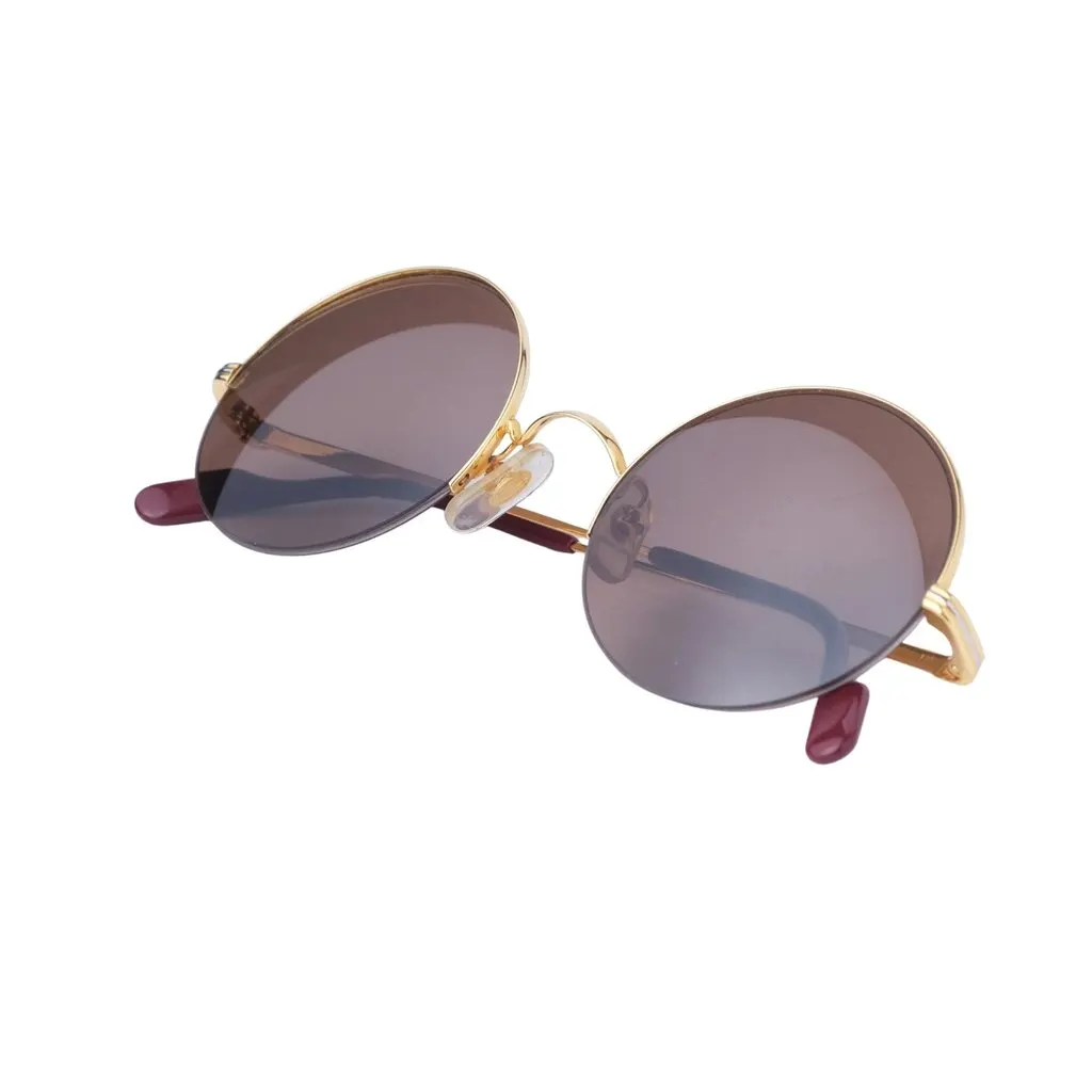 Cartier Vintage Mayfair Round Half Frame Gold Sunglasses - '90s Gold Good - Back View