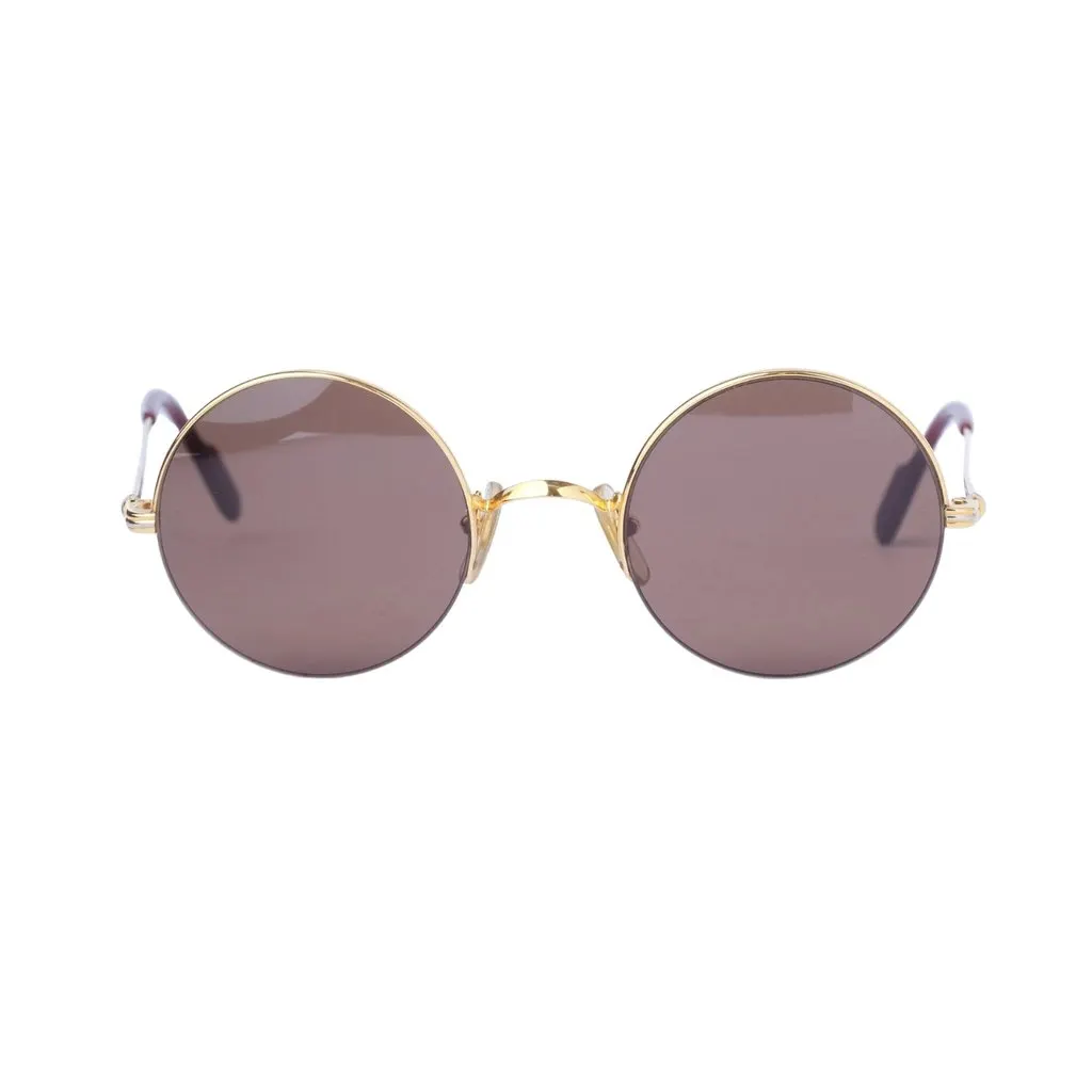 Cartier Vintage Mayfair Round Half Frame Gold Sunglasses - '90s Gold Good - Inside View