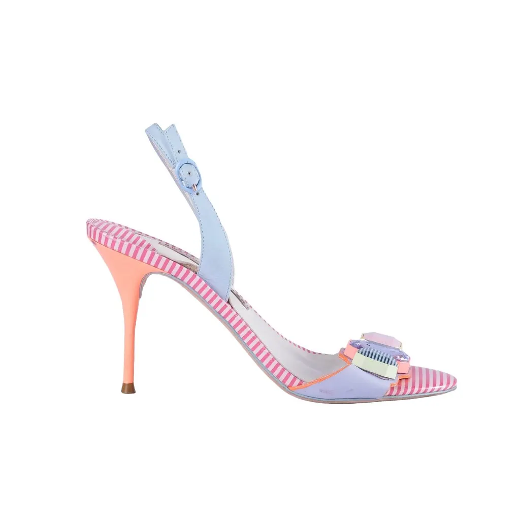 Unsigned Sophia Webster Jemima Crystal Pastel Slingback Sandals - '10s Pink Leather Good - Front View