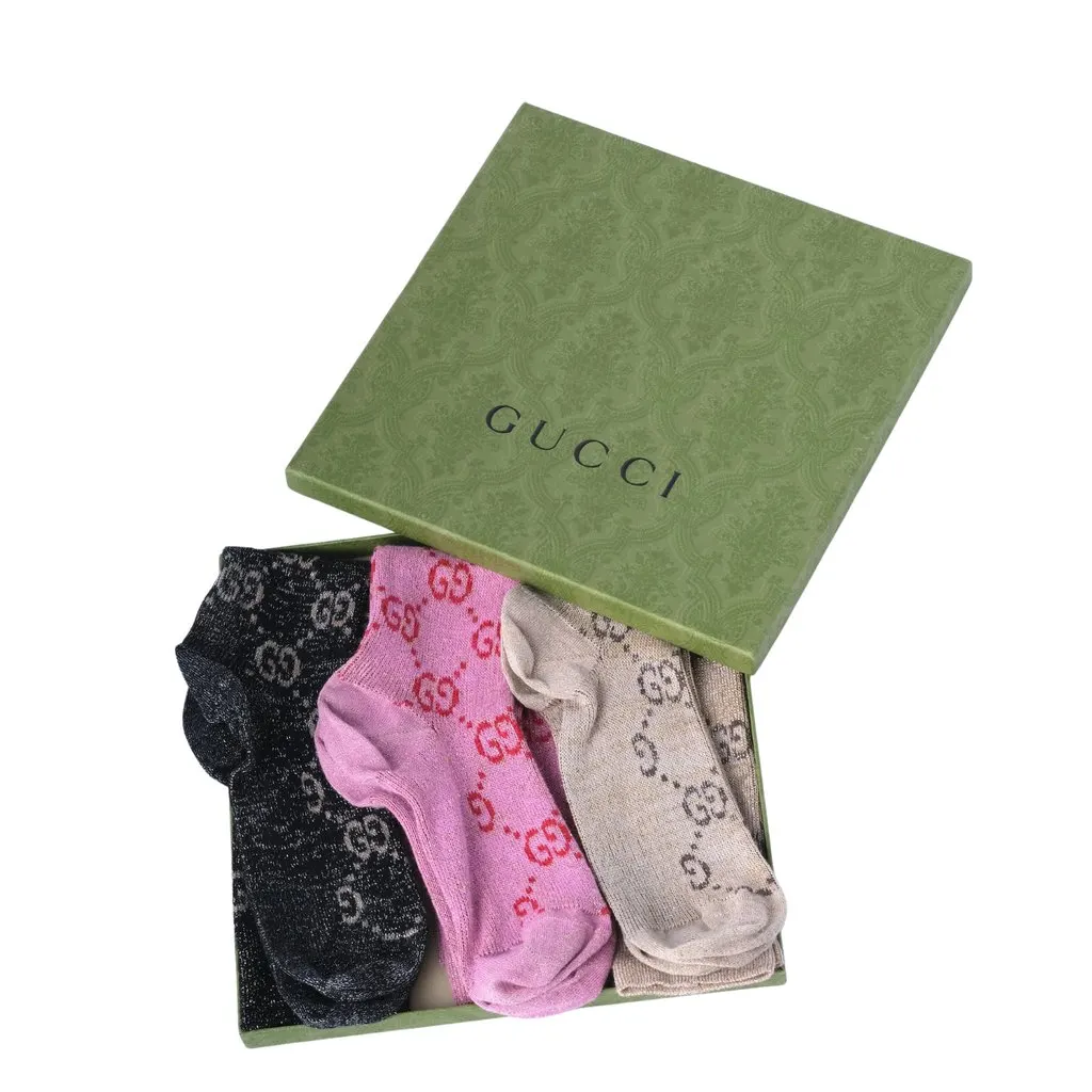Gucci Lurex Knit GG Monogram Sock Set - '20s Black Good - Front View
