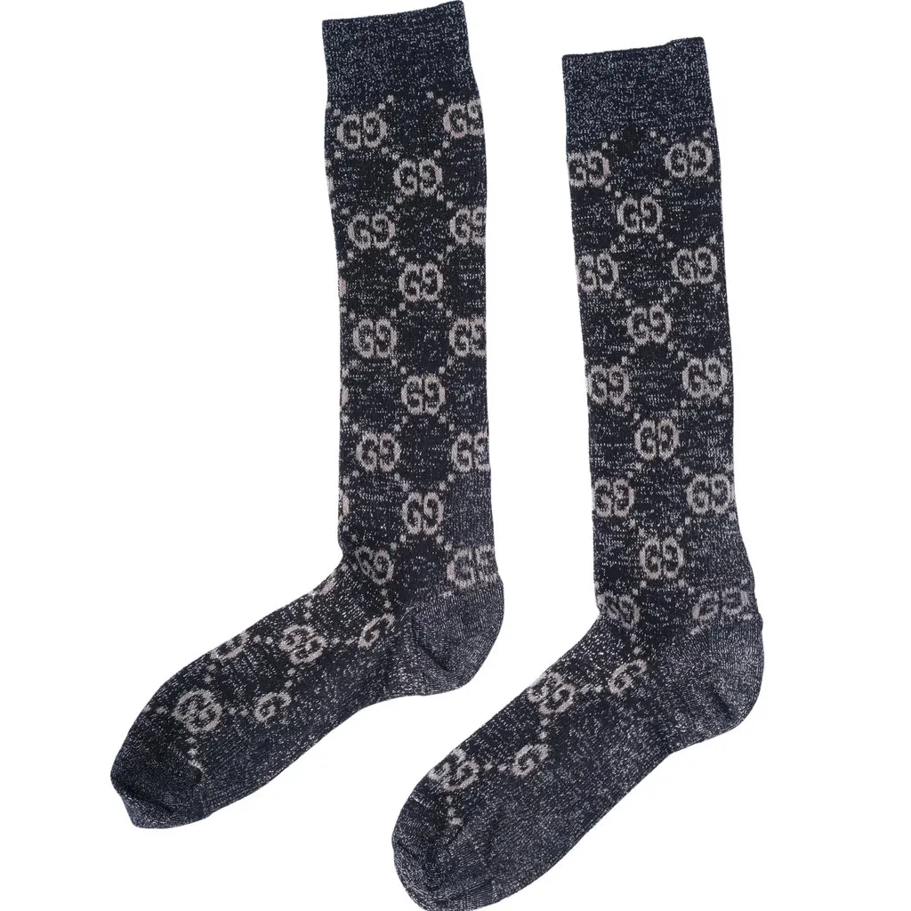 Gucci Lurex Knit GG Monogram Sock Set - '20s Black Good - Back View
