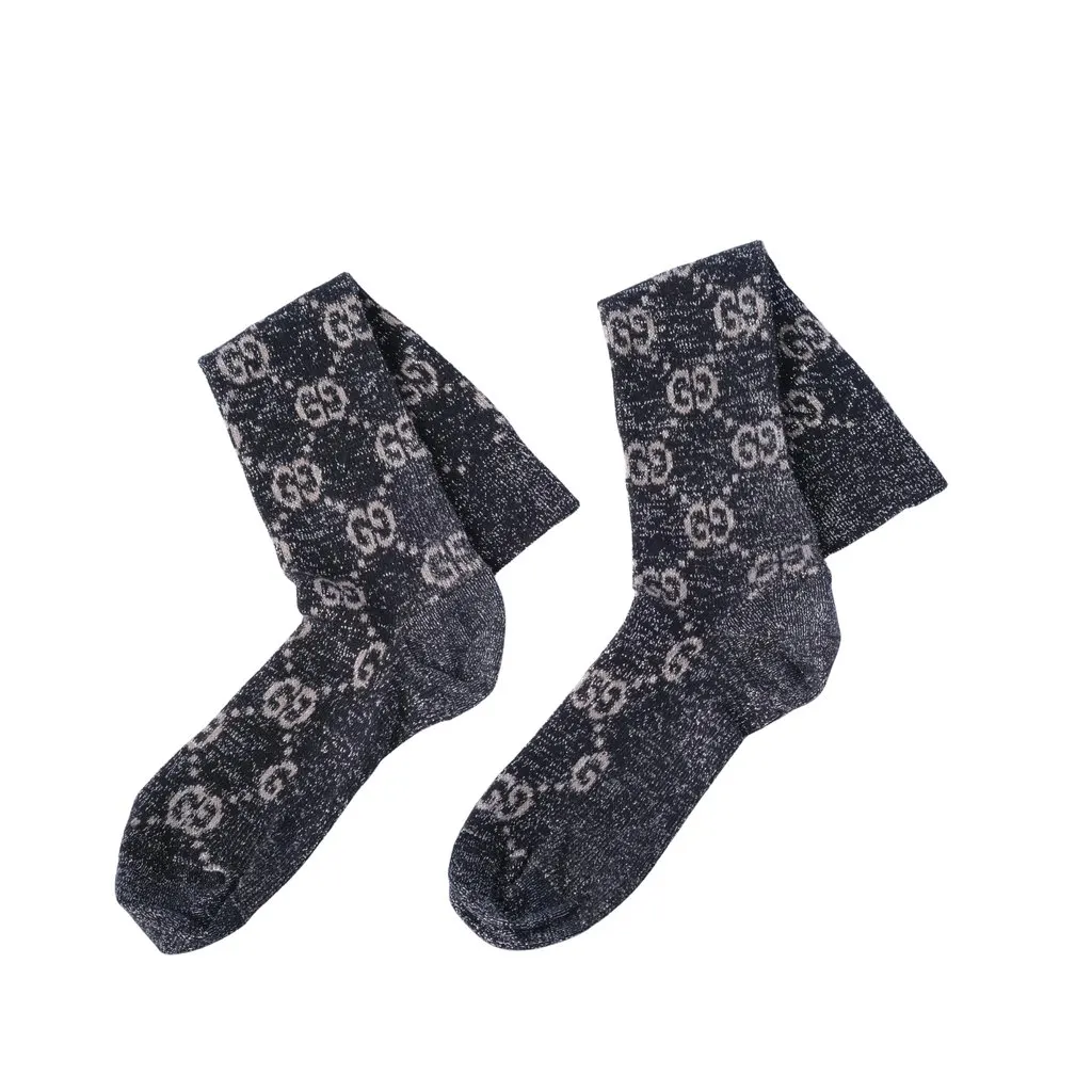 Gucci Lurex Knit GG Monogram Sock Set - '20s Black Good - Inside View
