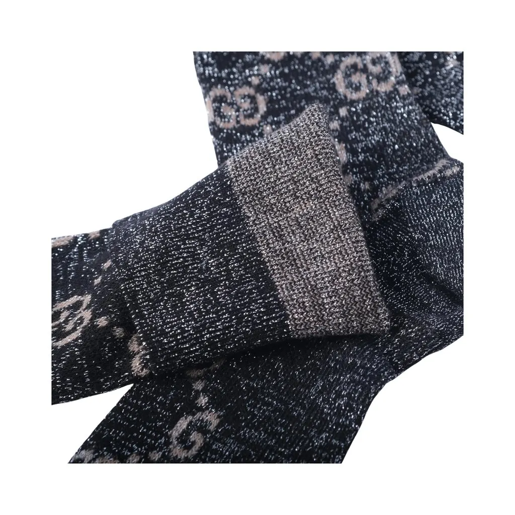 Gucci Lurex Knit GG Monogram Sock Set - '20s Black Good - Model View