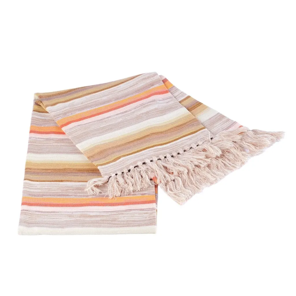 Missoni Multicolor Striped Wool Scarf with Fringes -'10s Red Wool Good - Front View