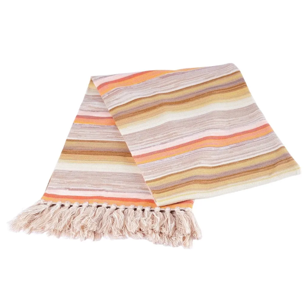 Missoni Multicolor Striped Wool Scarf with Fringes -'10s Red Wool Good - Back View