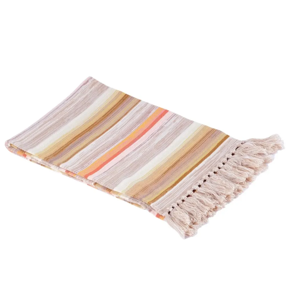 Missoni Multicolor Striped Wool Scarf with Fringes -'10s Red Wool Good - Inside View