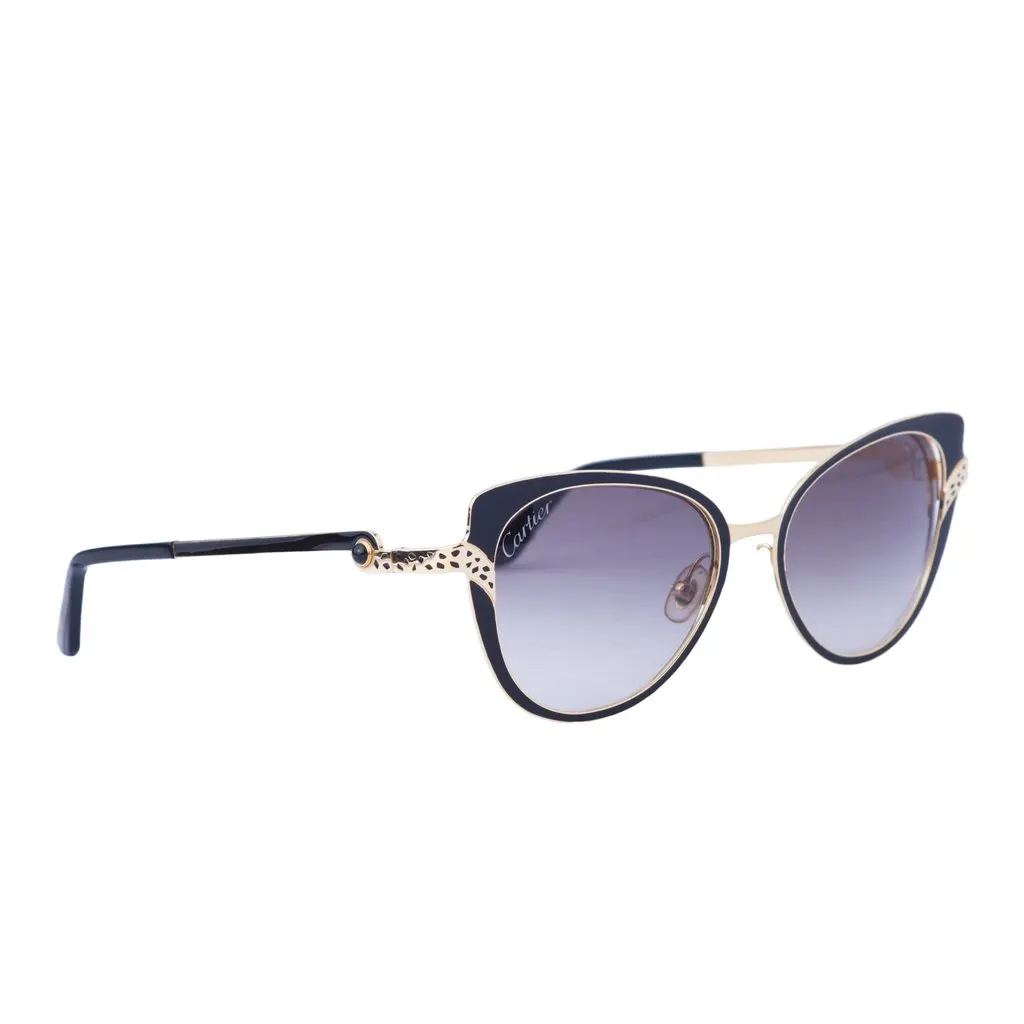 Cartier Metal Pearl Cat Eye Sunglasses Black Silver -'10s Black Good - Inside View
