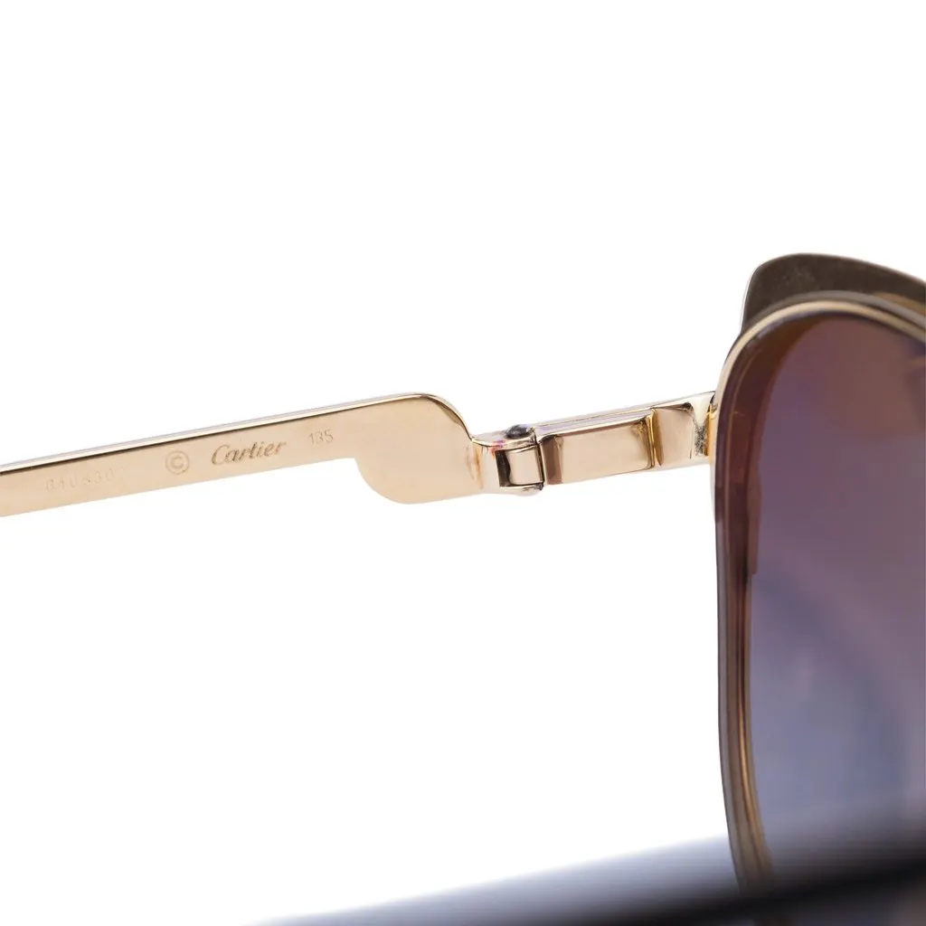 Cartier Metal Pearl Cat Eye Sunglasses Black Silver -'10s Black Good - Box View