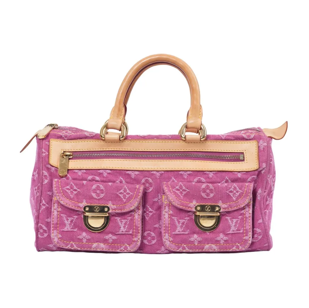 Louis Vuitton Speedy Pink Monogram Denim Bag - '00s Pink Denim Good - Front View