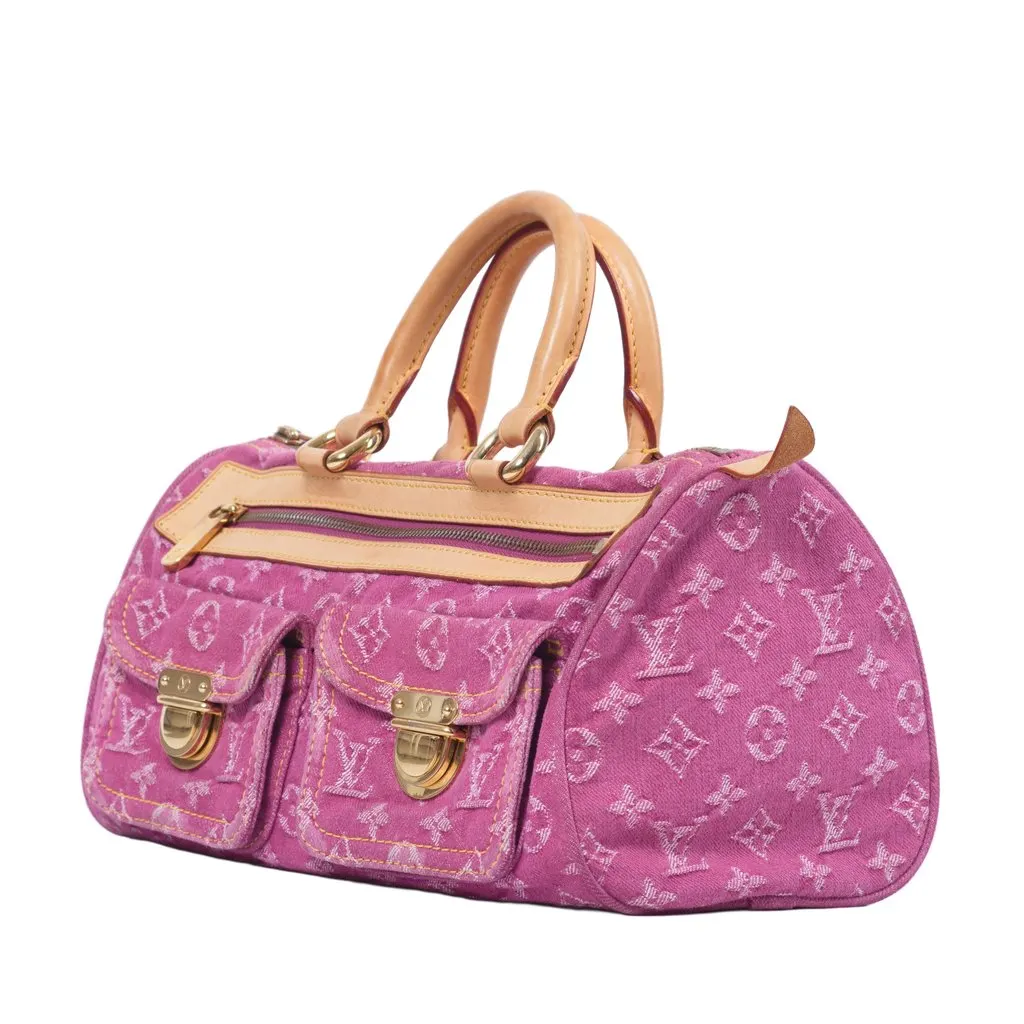 Louis Vuitton Speedy Pink Monogram Denim Bag - '00s Pink Denim Good - Back View