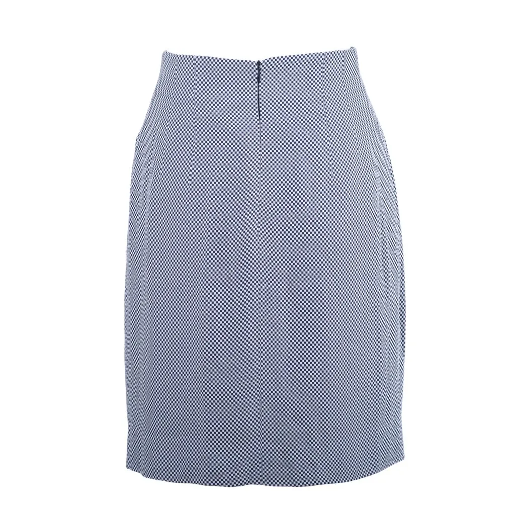 Gucci Vintage Navy & White Micro-Check High-Waist Midi Skirt - '90s Navy Good - Inside View