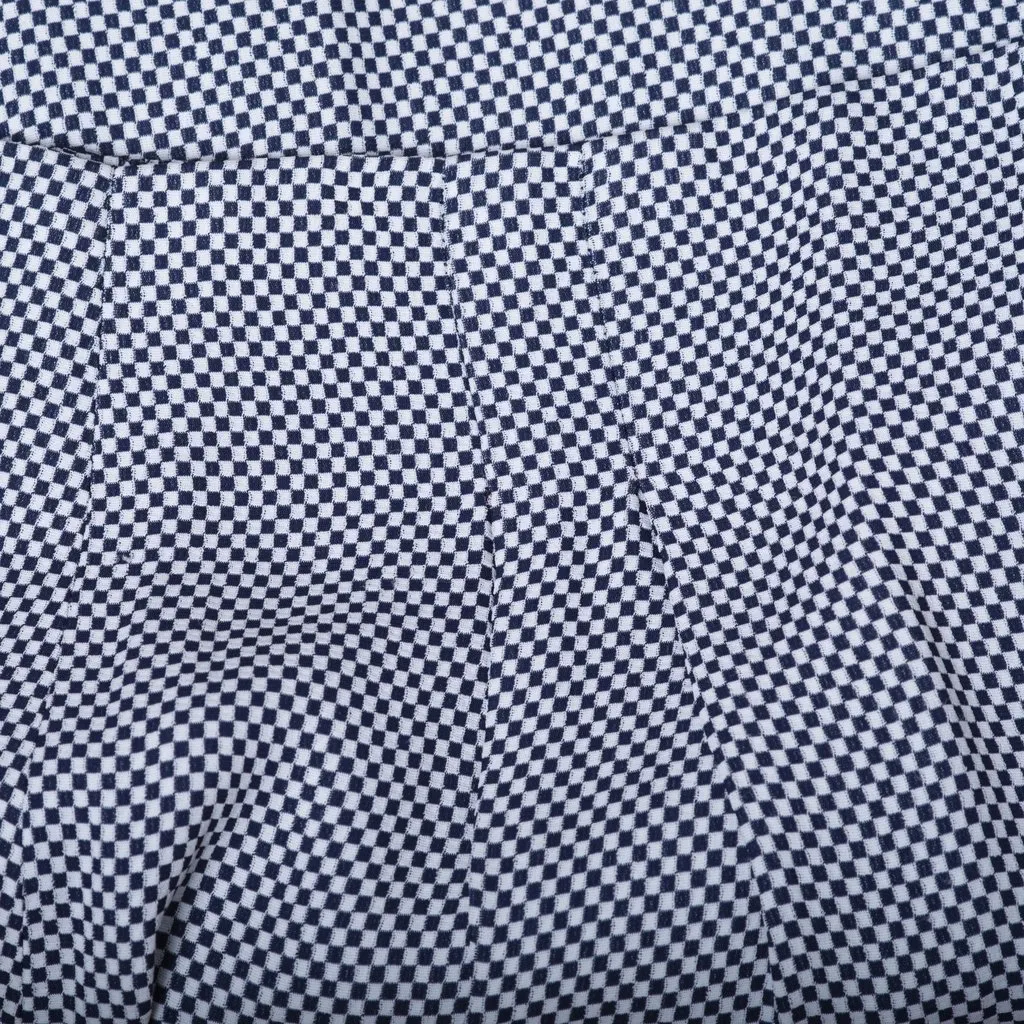 Gucci Vintage Navy & White Micro-Check High-Waist Midi Skirt - '90s Navy Good - Model View