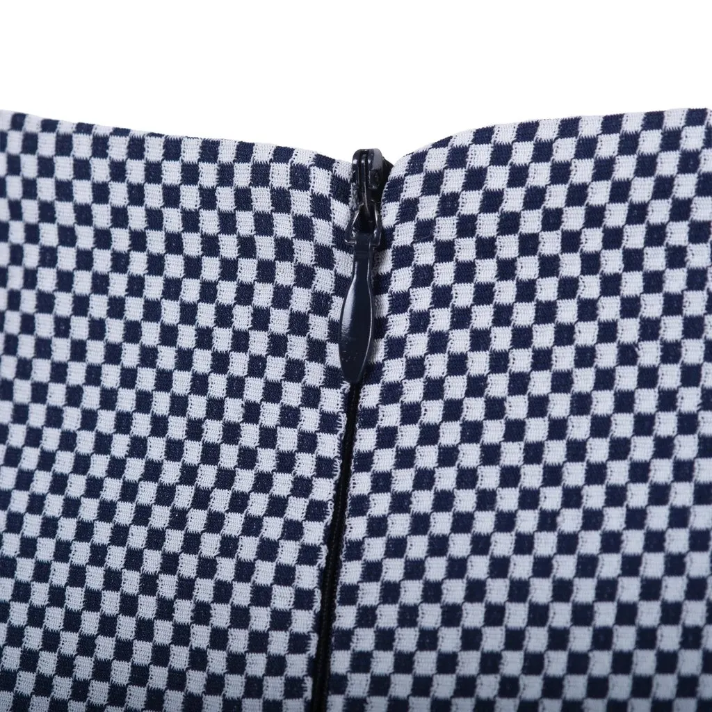 Gucci Vintage Navy & White Micro-Check High-Waist Midi Skirt - '90s Navy Good - Box View