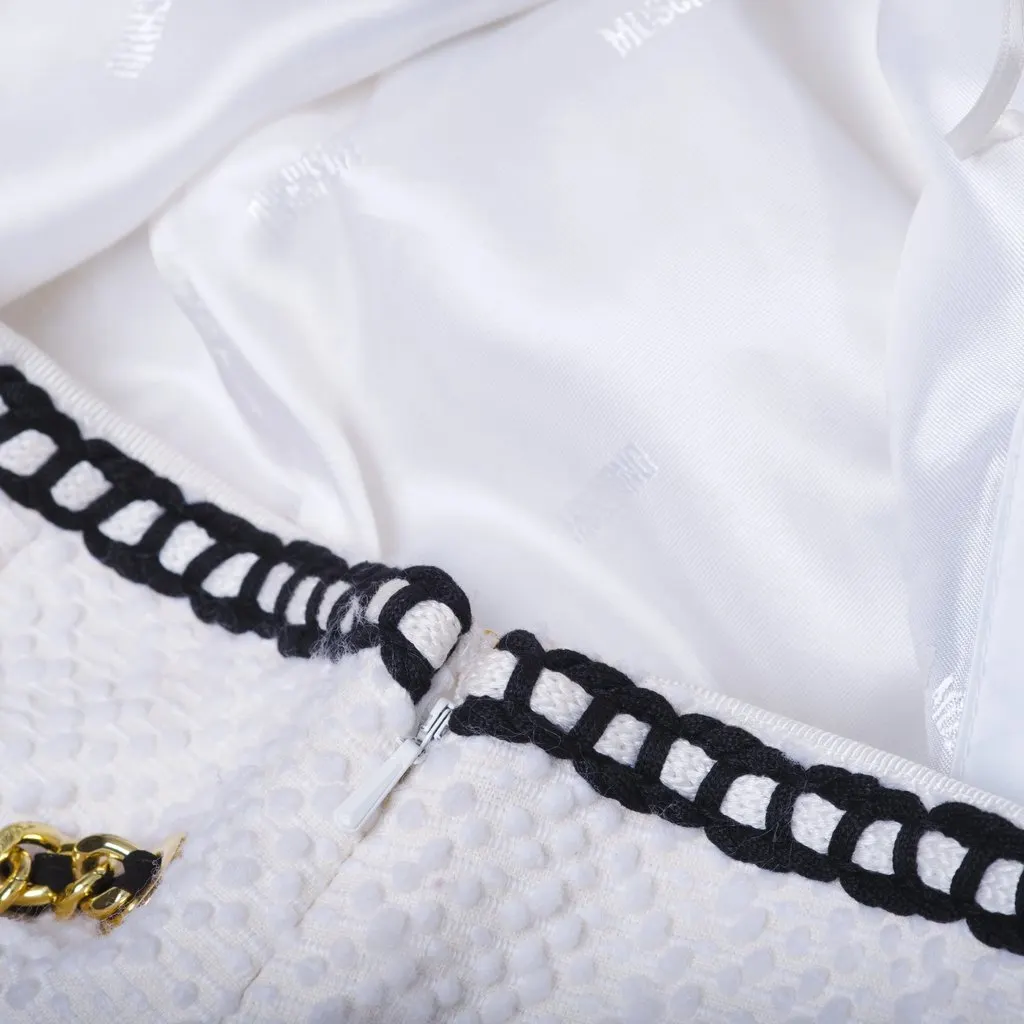 Moschino Resort White Gold Chain Skirt - '10s White Cotton Good - Box View