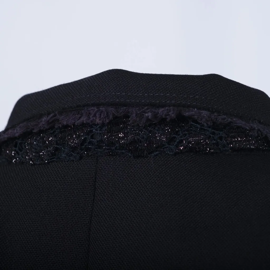 Joseph Black Tailored Single Breasted Blazer with Vibrant Pink Patterned Lining - '00s Black Good - Model View
