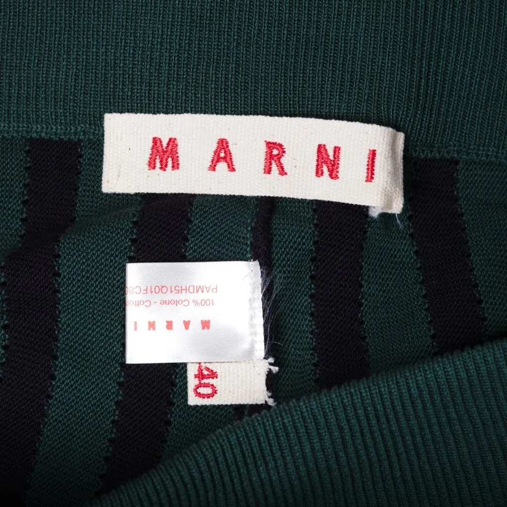 Marni Green & Navy Striped Cotton Knit Trousers - '00s Navy Cotton Good - Box View