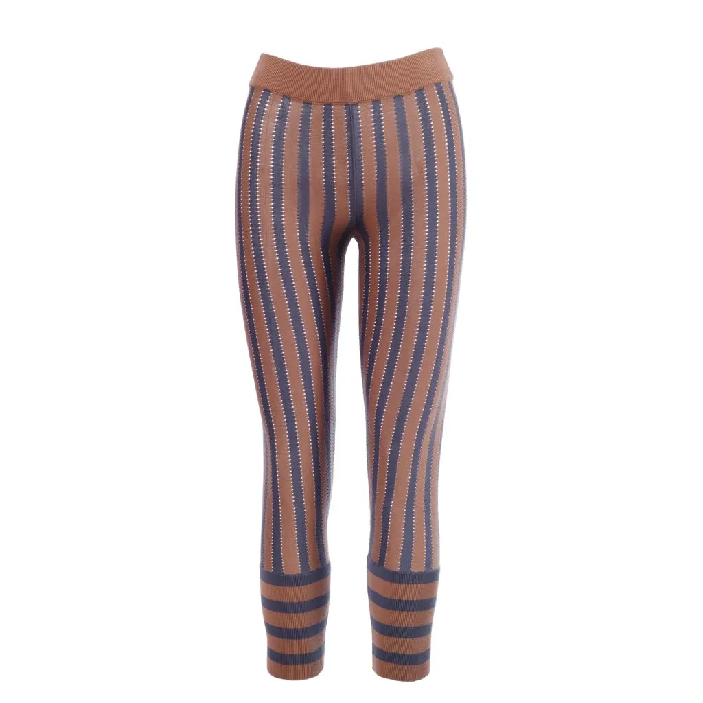 Marni Brown & Charcoal Striped Cotton Knit Trousers - '00s