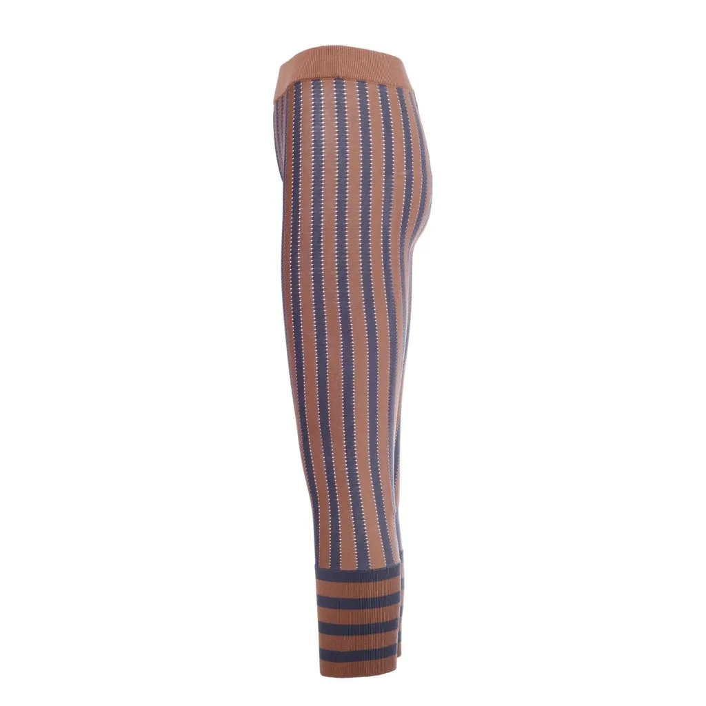 Marni Brown & Charcoal Striped Cotton Knit Trousers - '00s Brown Cotton Good - Back View