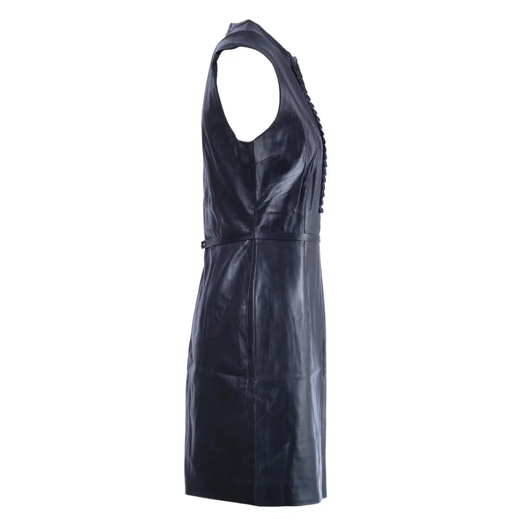 Richmond Black Leather Tailored Dress - '00s Black Leather Good - Back View