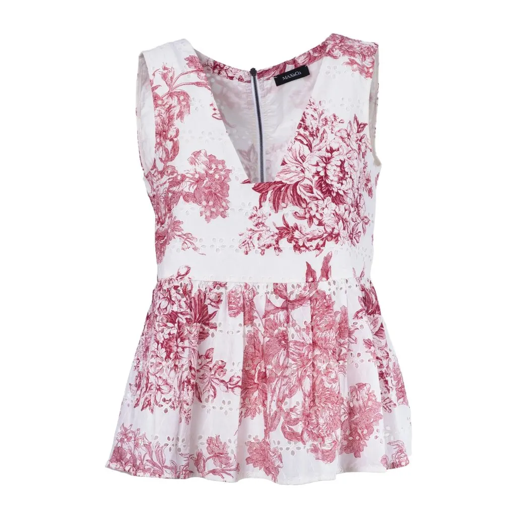 Max Mara Max & Co Floral Eyelet Cotton Dress - '20s White Cotton Good - Model View