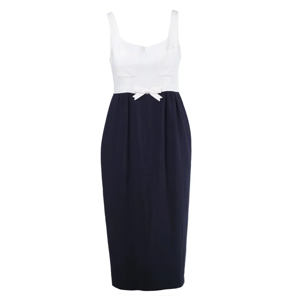 Moschino Couture Two-Tone Dress with Bow Accent -'90s White Good - Front View