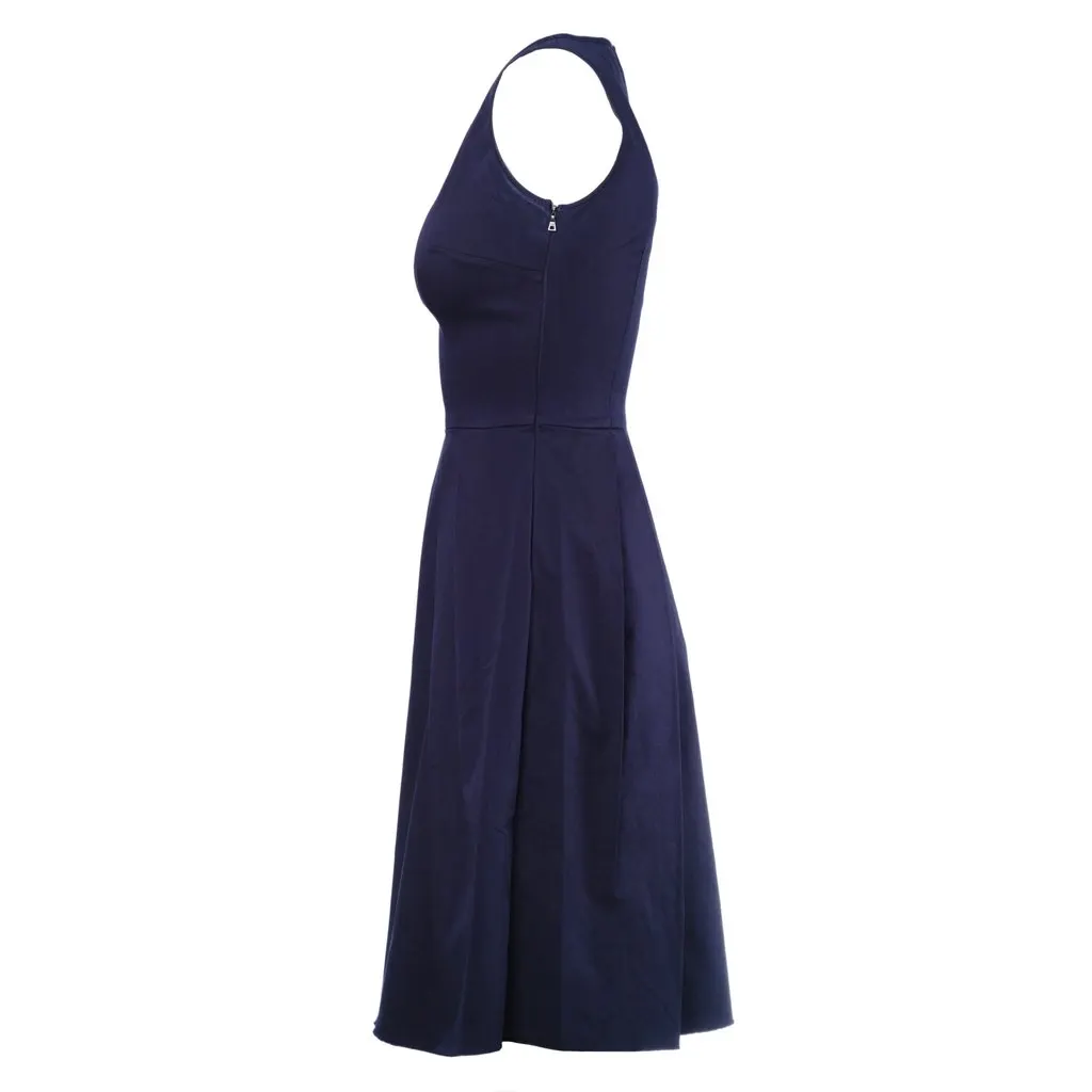 Prada Navy Sleeveless Pleated A-Line Dress -'10s Navy Good - Back View