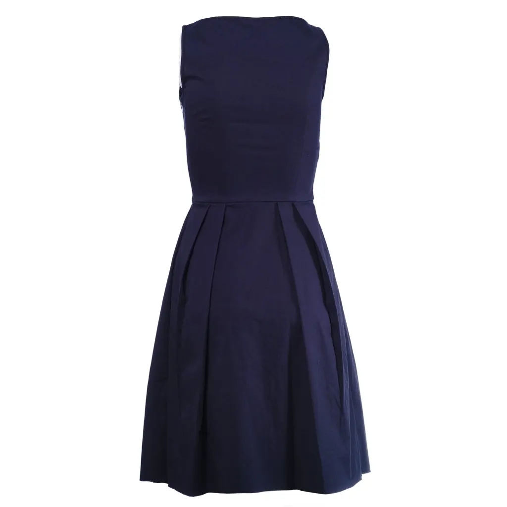 Prada Navy Sleeveless Pleated A-Line Dress -'10s Navy Good - Inside View