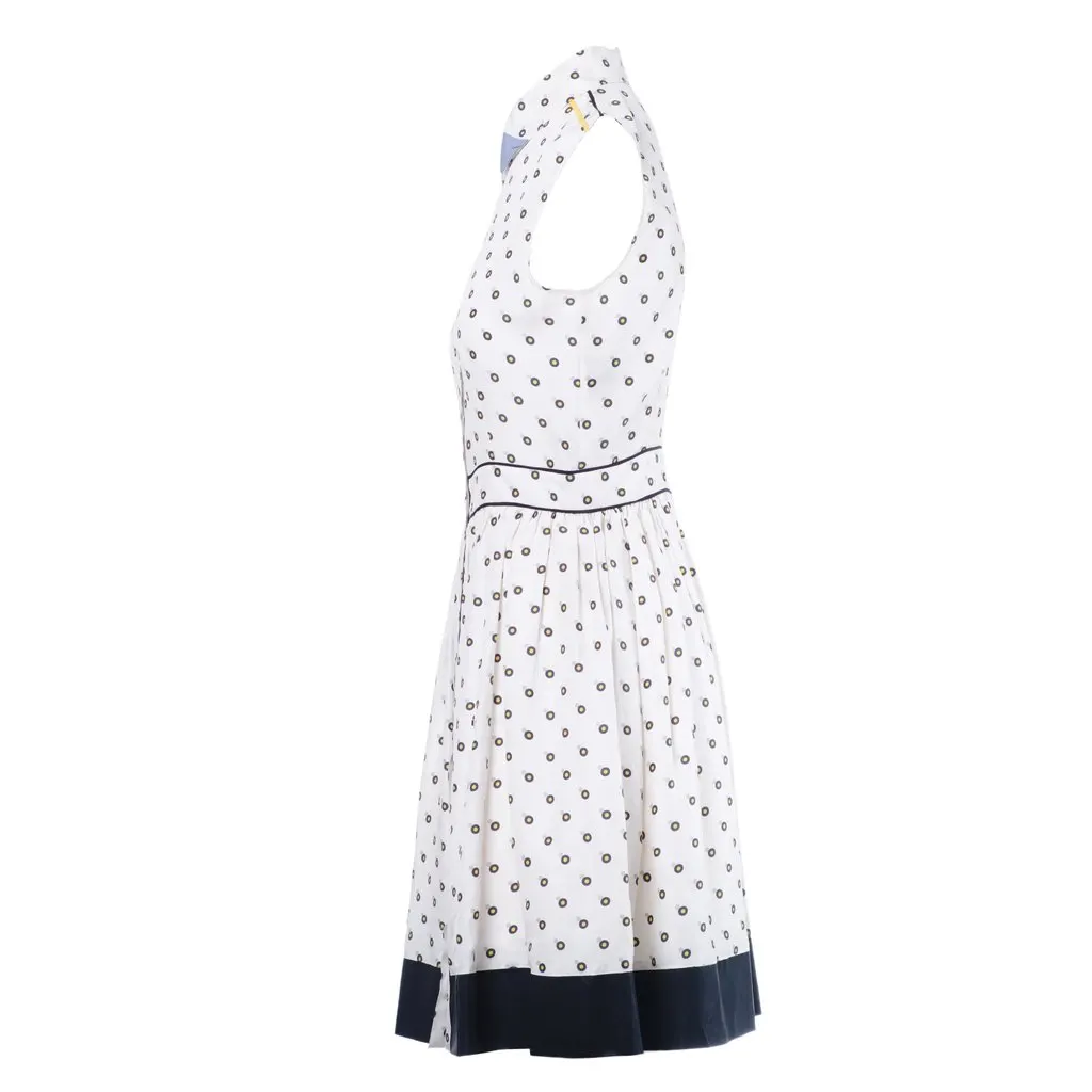 Fendi White Silk Shirt Dress with Polka Dot Print and Contrast Hem- '10s White Silk Good - Back View