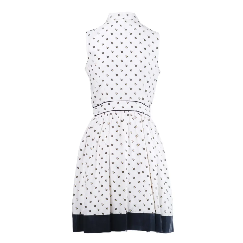 Fendi White Silk Shirt Dress with Polka Dot Print and Contrast Hem- '10s White Silk Good - Inside View