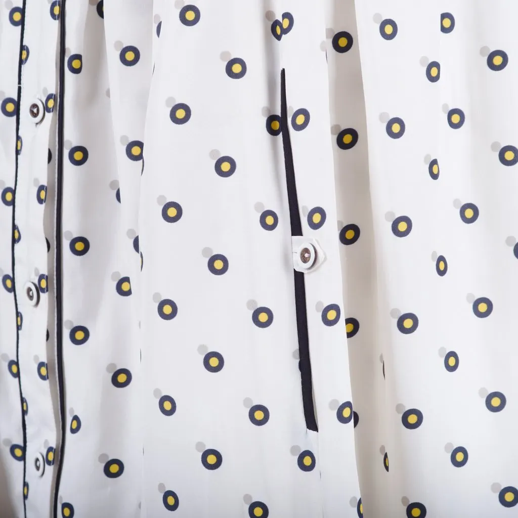 Fendi White Silk Shirt Dress with Polka Dot Print and Contrast Hem- '10s White Silk Good - Box View