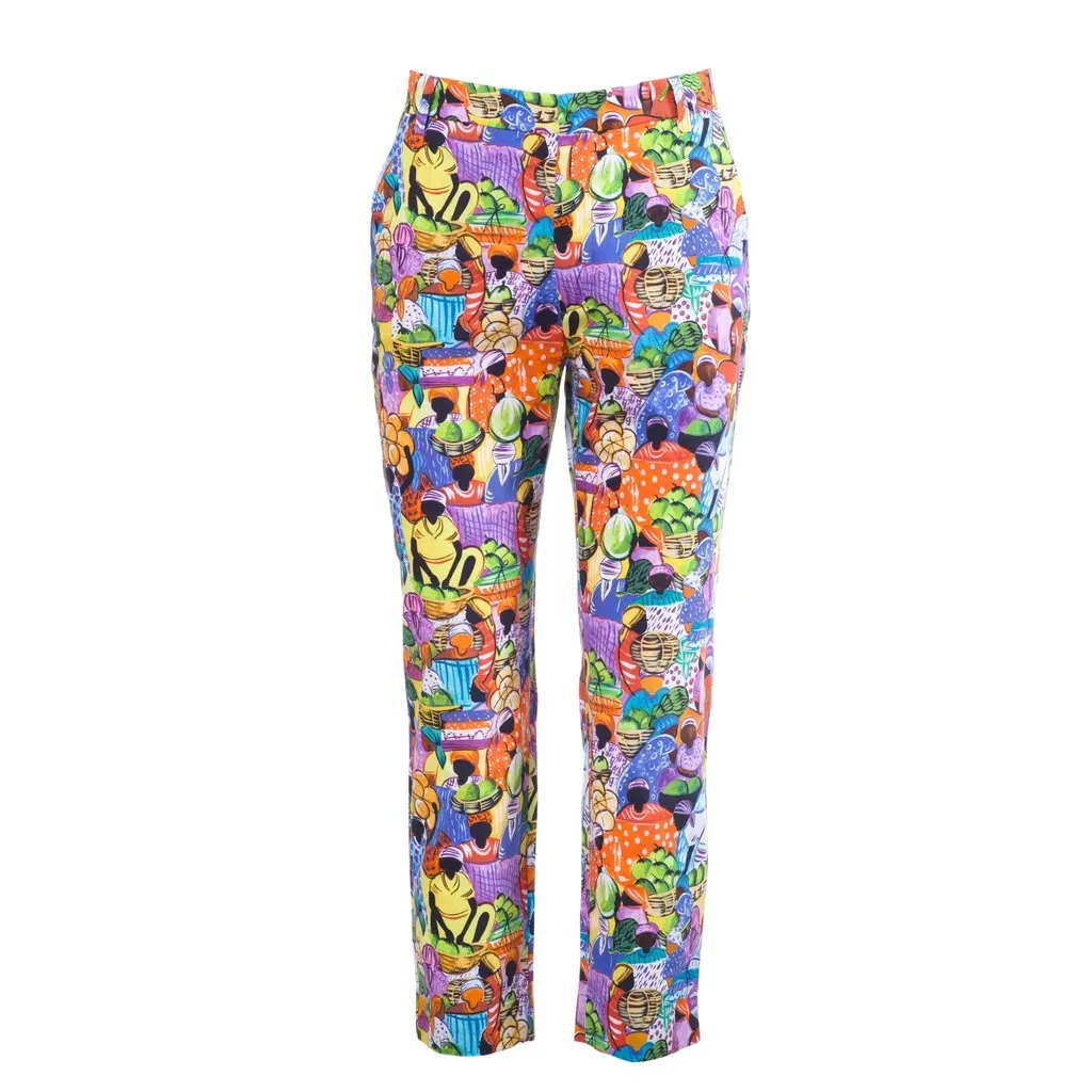 Unsigned Stella Jean Multicolor Haitian Market Print Cotton Shirt & Trousers Set - '10s Red Cotton Good - Box View