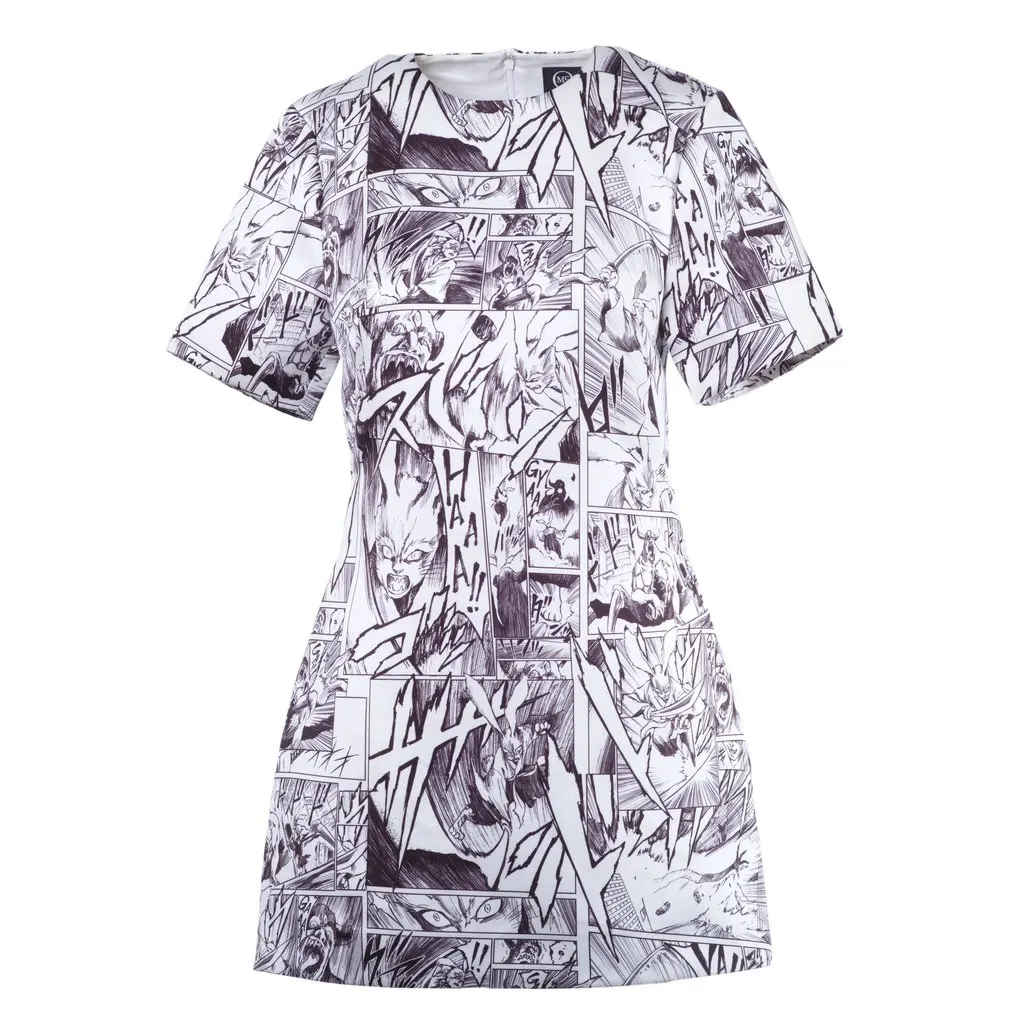 Alexander McQueen Yoshiyasu Tamura Manga Print Mini Dress - '00s MultiColor Good - Front View
