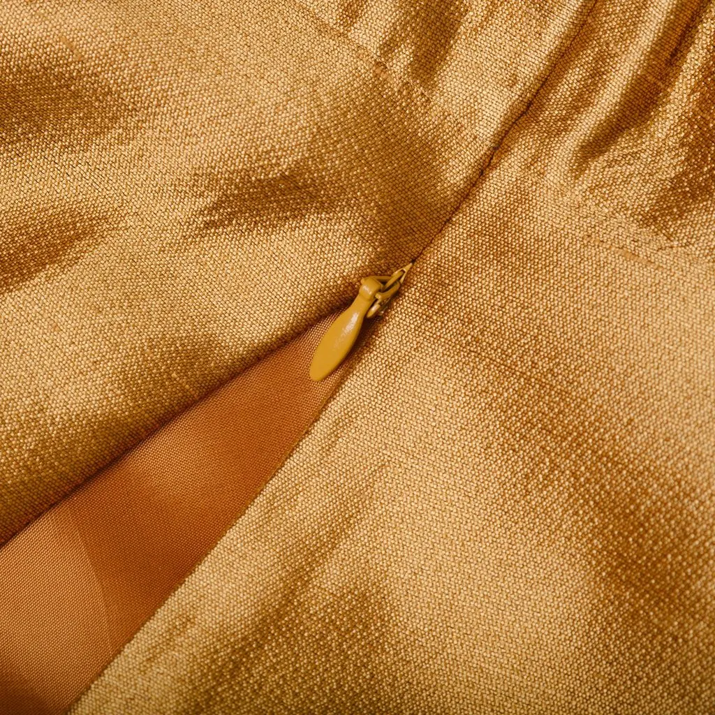 Miu Miu Gold Silk Top with Embellished Neckline - '00s Gold Silk Good - Model View