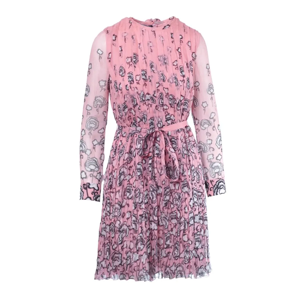 Prada Floral Long Sleeve Dress in Pink-'10s Pink Good - Front View