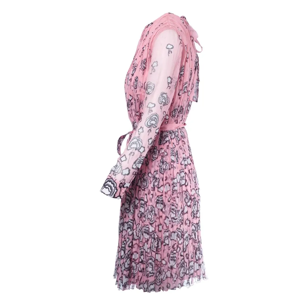 Prada Floral Long Sleeve Dress in Pink-'10s Pink Good - Back View