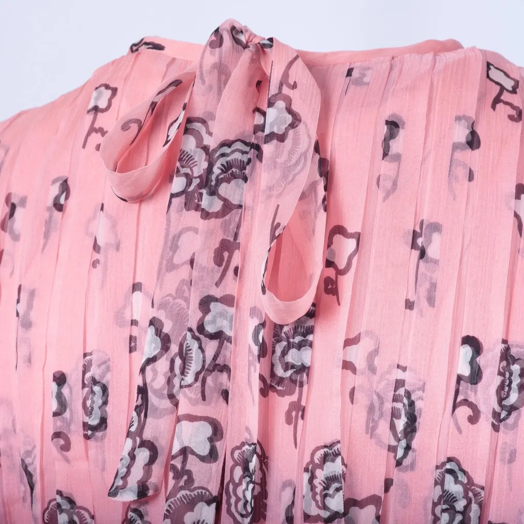 Prada Floral Long Sleeve Dress in Pink-'10s Pink Good - Model View