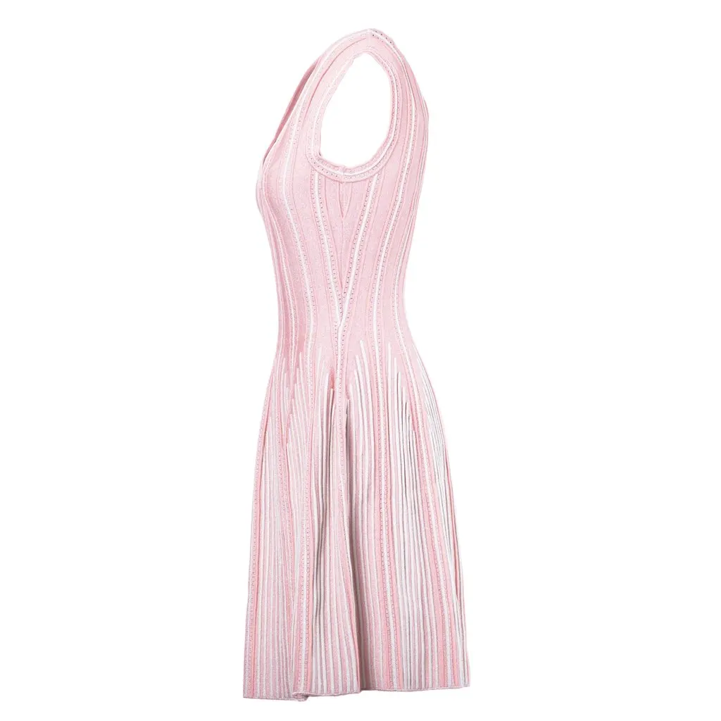 Missoni Pink Ribbed Knit Sleeveless Skater Dress - '10s Pink Good - Back View