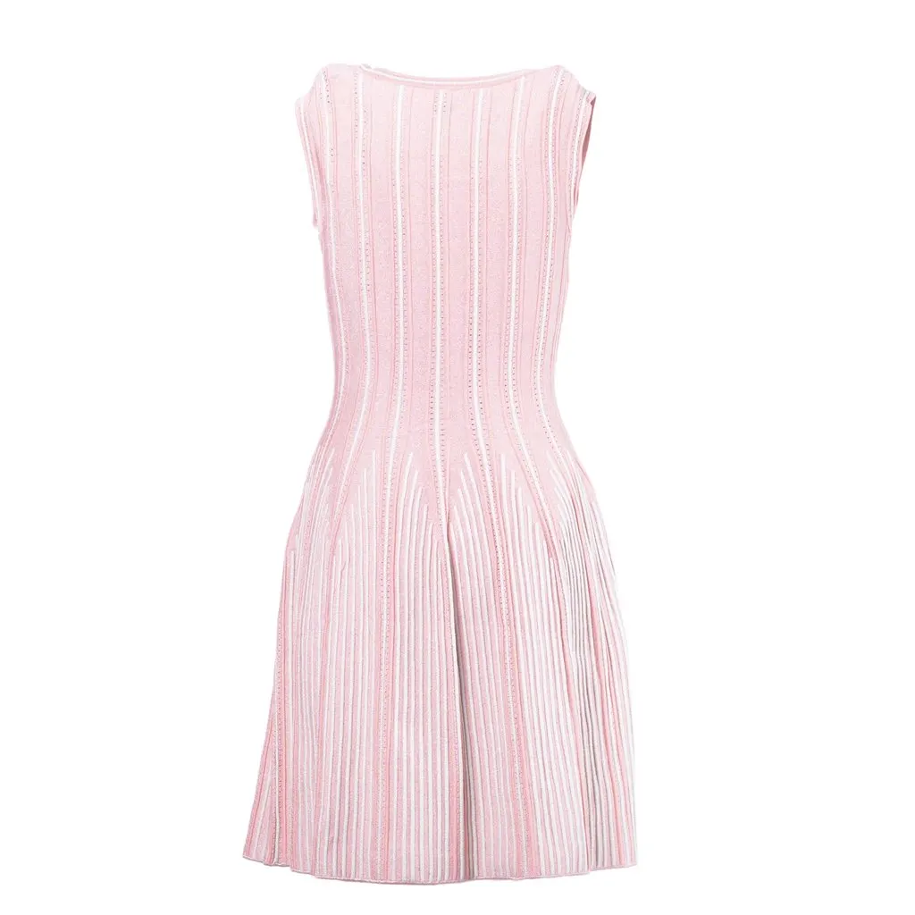 Missoni Pink Ribbed Knit Sleeveless Skater Dress - '10s Pink Good - Inside View