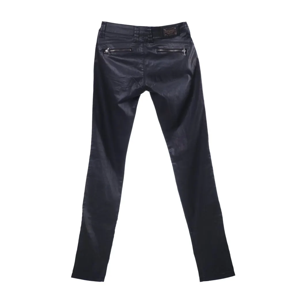 Dolce&Gabbana Black Leather Biker Pants With Zip Details - '00s Black Leather Good - Back View