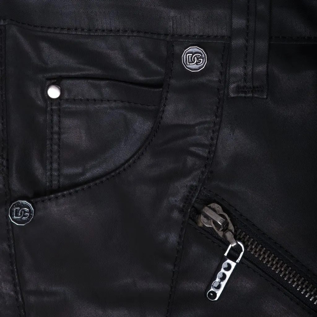 Dolce&Gabbana Black Leather Biker Pants With Zip Details - '00s Black Leather Good - Inside View