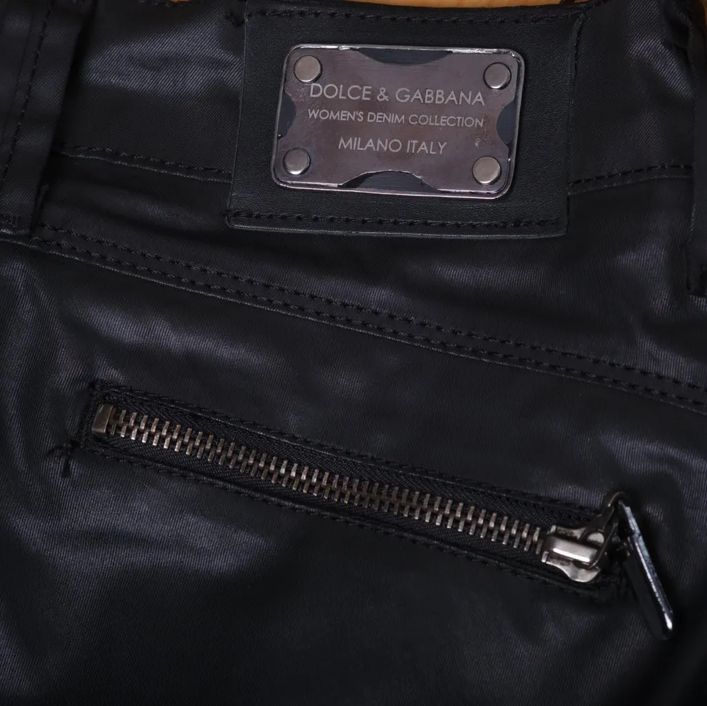Dolce&Gabbana Black Leather Biker Pants With Zip Details - '00s Black Leather Good - Box View