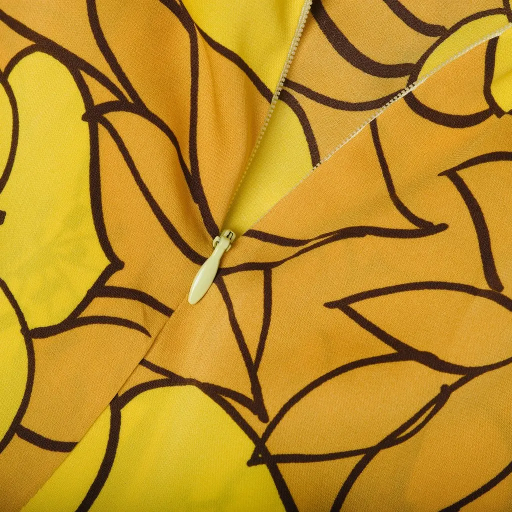 Dolce&Gabbana Yellow Floral Silk Midi Dress - '00s Yellow Silk Good - Model View
