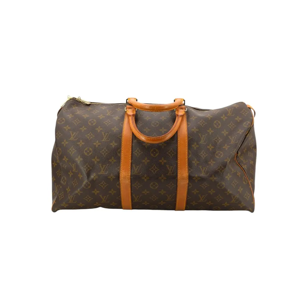 Louis Vuitton Luggage Vintage Keepall Brown Canvas Good - Front View