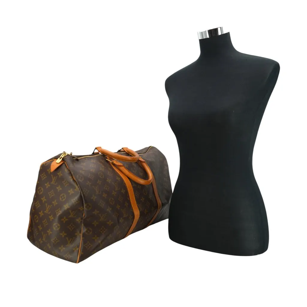 Louis Vuitton Luggage Vintage Keepall Brown Canvas Good - Back View