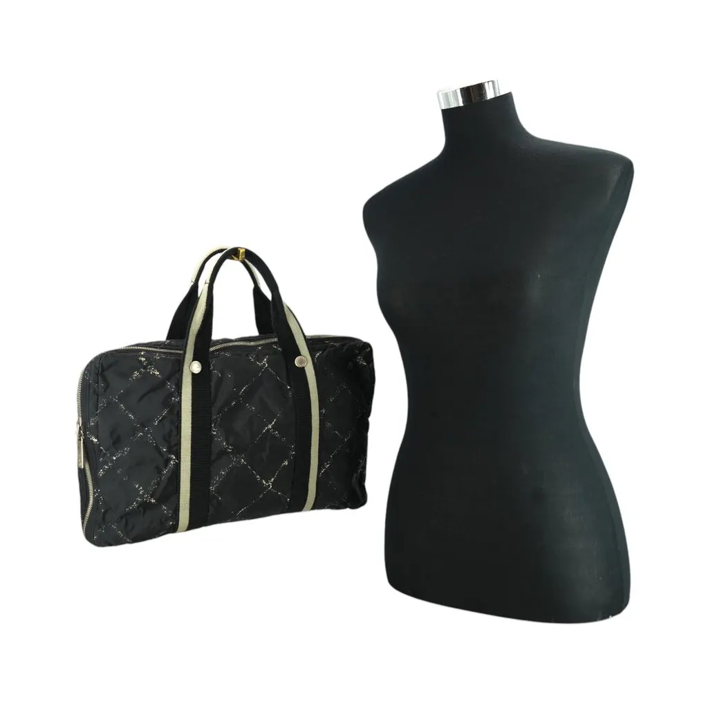 Chanel Handbag Vintage Old Travel Line Black Good - Inside View