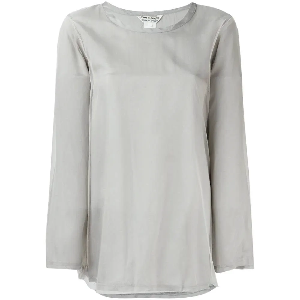 Comme des Garçons Grey Nylon Blouse - '90s Grey Good - Front View